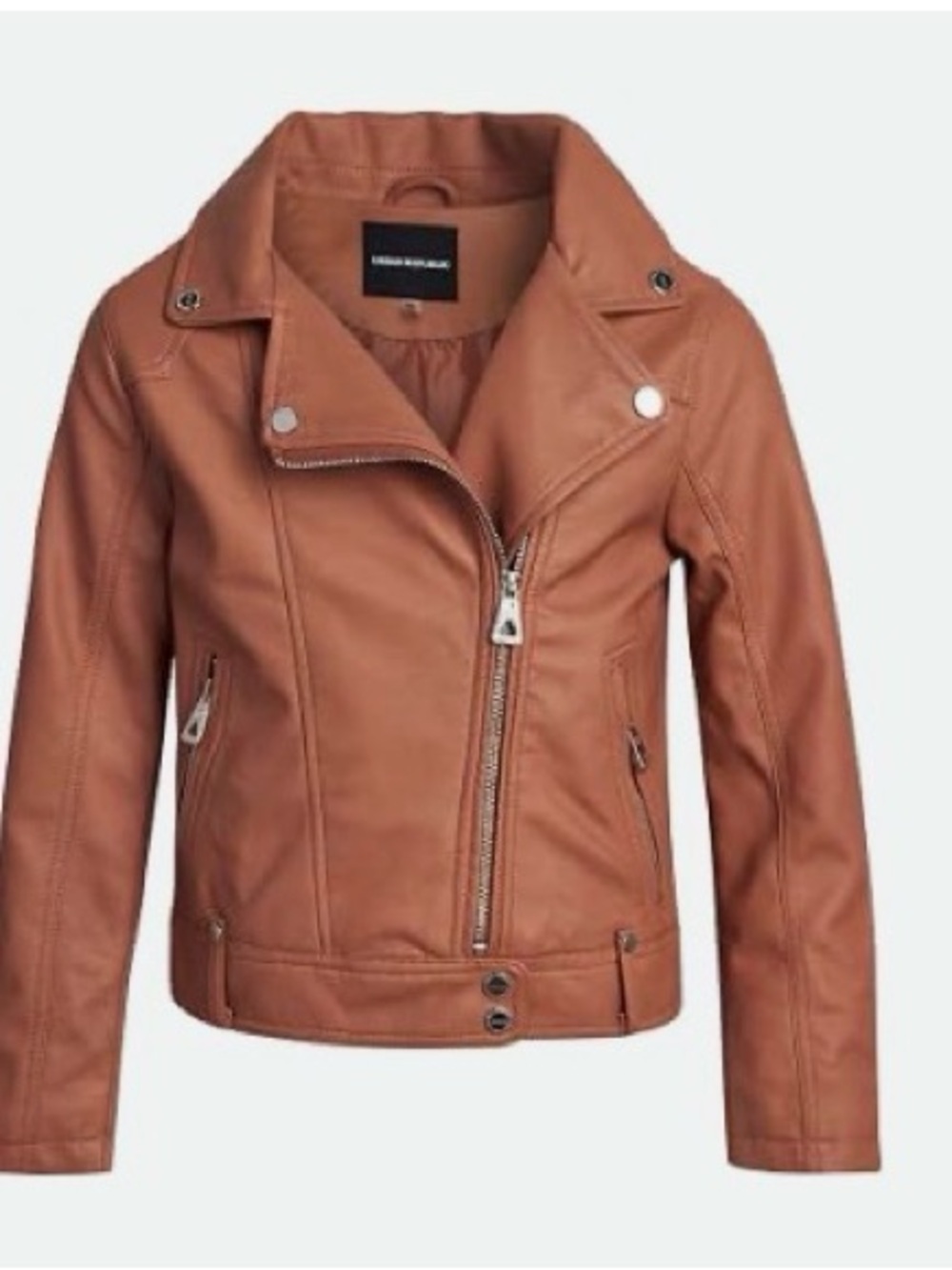 Urban Republic Tan Faux-Leather Moto Jacket Girls Large (14/16) New